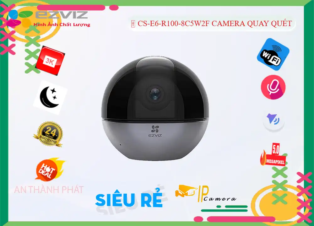 Camera Wifi Ezviz CS-E6-R100-8C5W2F Sắc Nét Camera Wifi Ezviz CS-E6-R100-8C5W2F Sắc Nét