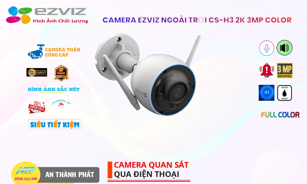 Camera CS-H3 2K 3MP Color Wifi