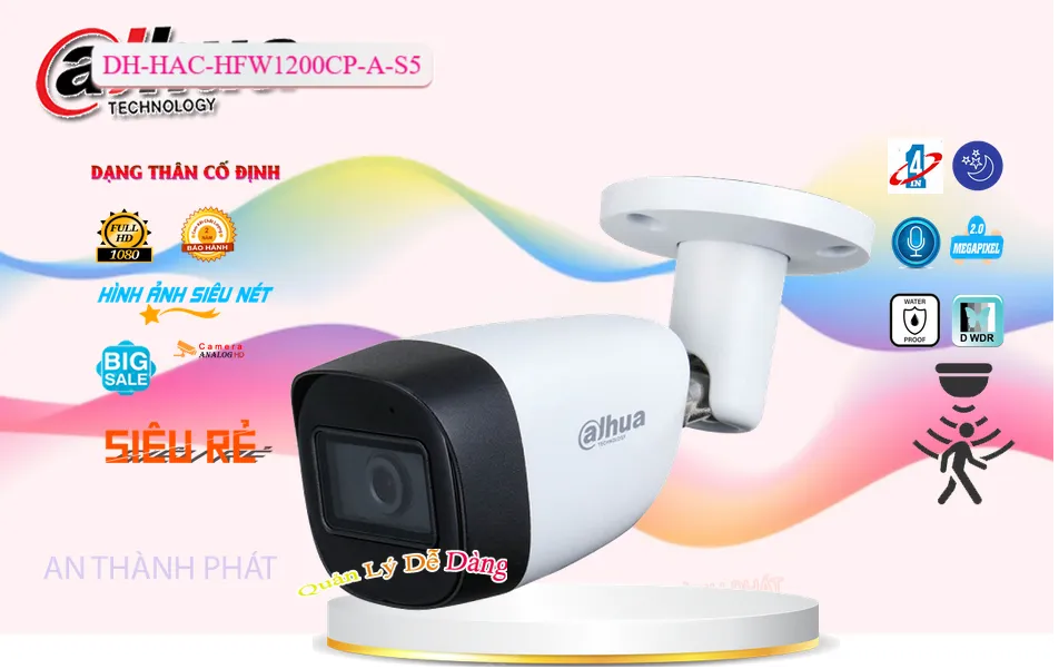 Camera An Ninh Dahua DH-HAC-HFW1200CP-A-S5 Chức Năng Cao Cấp Camera An Ninh Dahua DH-HAC-HFW1200CP-A-S5 Chức Năng Cao Cấp