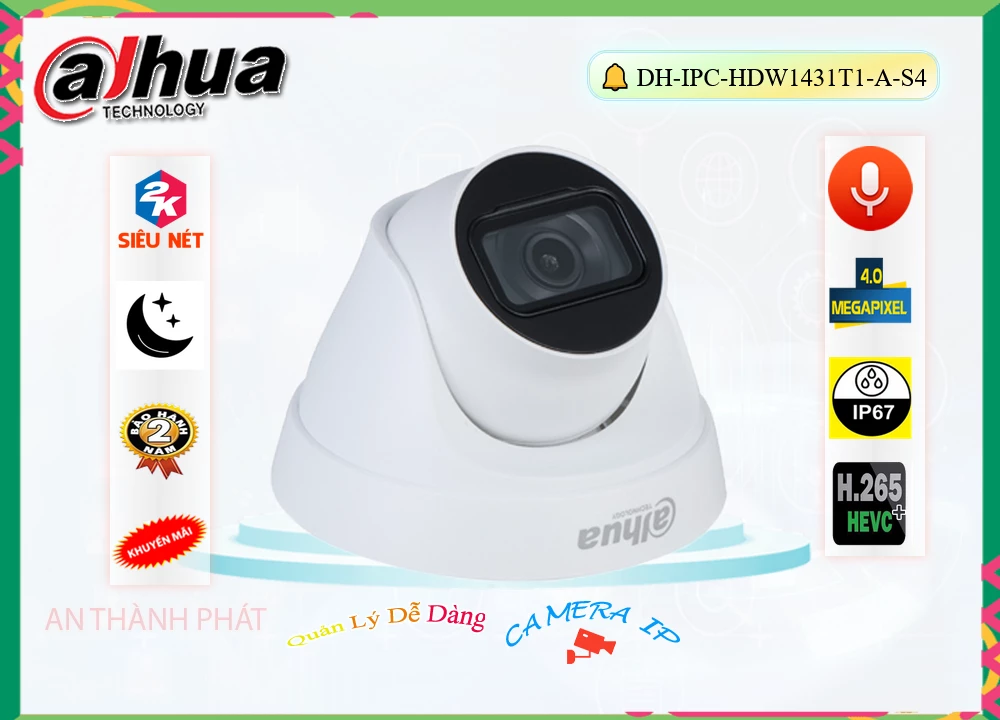 DH-IPC-HDW1431T1-A-S4 Camera An Ninh Thiết kế Đẹp DH-IPC-HDW1431T1-A-S4 Camera An Ninh Thiết kế Đẹp