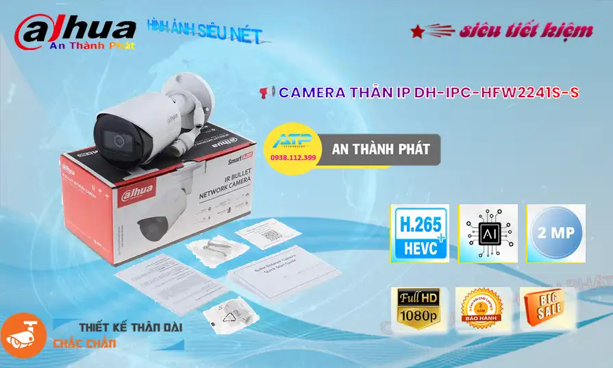 Camera Dahua DH-IPC-HFW2241S-S Tiết Kiệm Camera Dahua DH-IPC-HFW2241S-S Tiết Kiệm