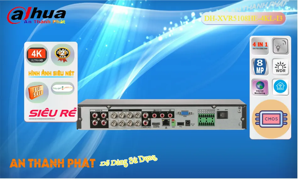 DH-XVR5108HE-4KL-I3Thị Bị Ghi Hình Giá rẻ Dahua DH-XVR5108HE-4KL-I3Thị Bị Ghi Hình Giá rẻ Dahua