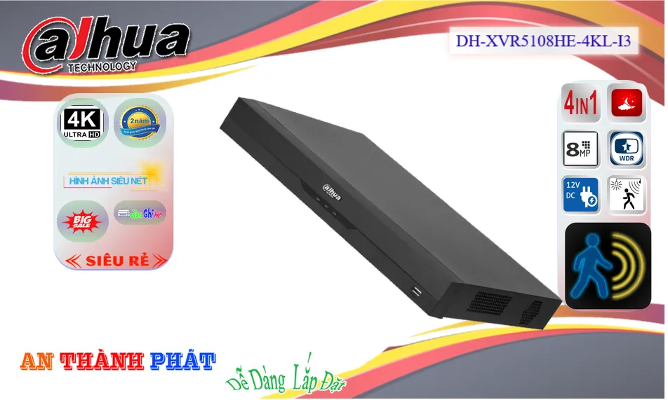 DH-XVR5108HE-4KL-I3Thị Bị Ghi Hình Giá rẻ Dahua DH-XVR5108HE-4KL-I3Thị Bị Ghi Hình Giá rẻ Dahua