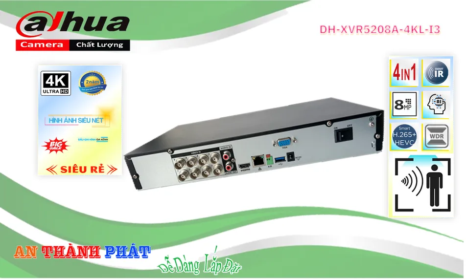 Đầu Thu KTS Đầu Ghi DH-XVR5208A-4KL-I3 Tiết Kiệm ✔ Đầu Thu KTS Đầu Ghi DH-XVR5208A-4KL-I3 Tiết Kiệm ✔