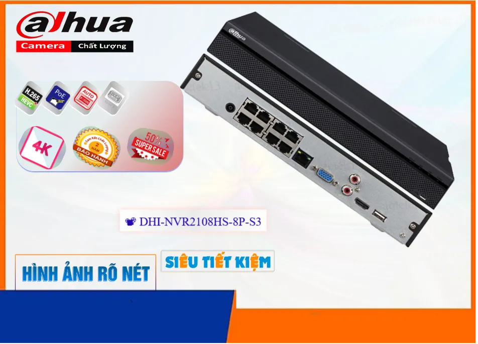 DHI-NVR2108HS-8P-S3Đầu ghi Camera Dahua Giá rẻ DHI-NVR2108HS-8P-S3Đầu ghi Camera Dahua Giá rẻ