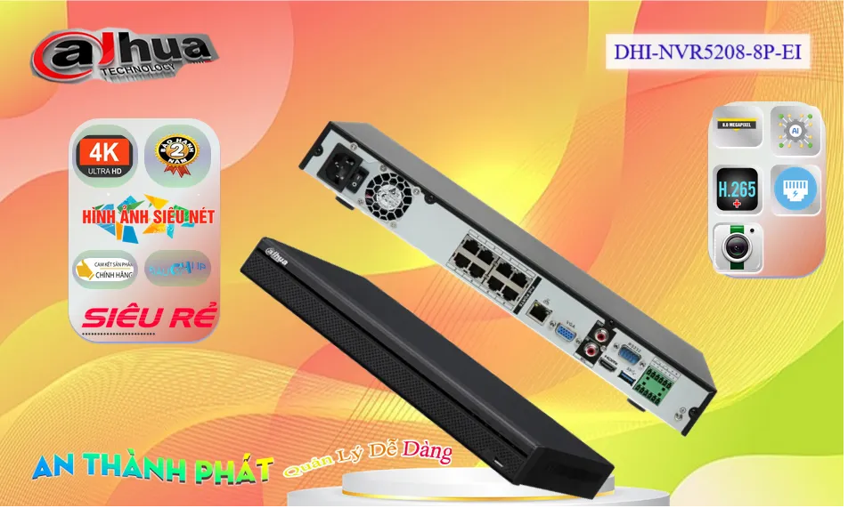 DHI-NVR5208-8P-EI Đầu Ghi Dahua DHI-NVR5208-8P-EI Đầu Ghi Dahua