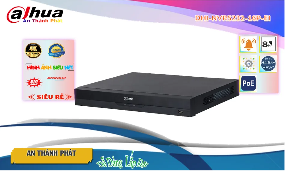 Đầu Ghi DHI-NVR5232-16P-EI Sắc Nét ✽ Đầu Ghi DHI-NVR5232-16P-EI Sắc Nét ✽