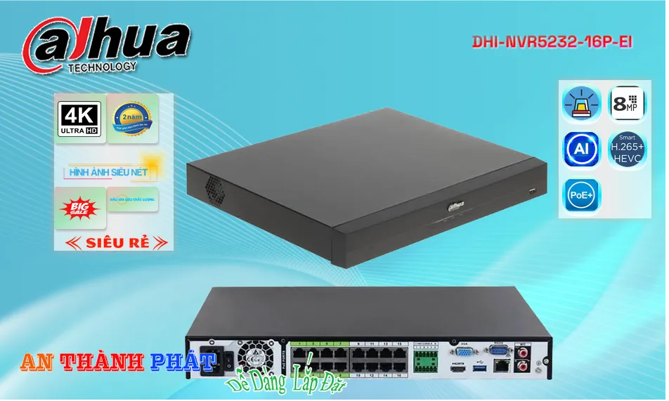 Đầu Ghi DHI-NVR5232-16P-EI Sắc Nét ✽ Đầu Ghi DHI-NVR5232-16P-EI Sắc Nét ✽