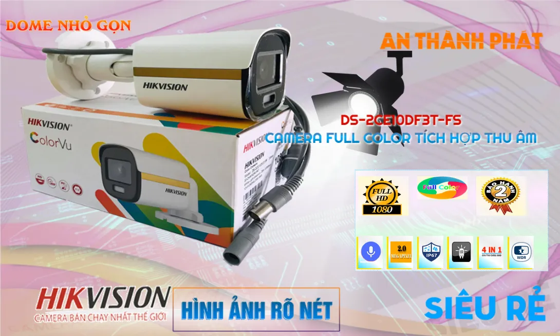 DS-2CE10DF3T-FS camera full color có thu âm