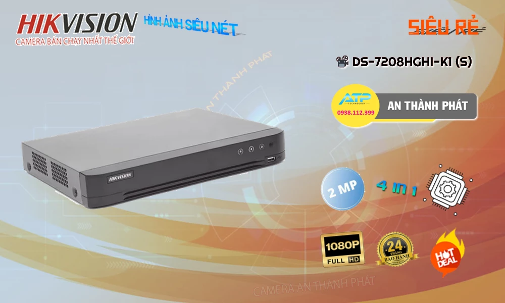Đầu Ghi Camera DS-7208HGHI-K1(S)  Hikvision Thiết kế Đẹp ❂