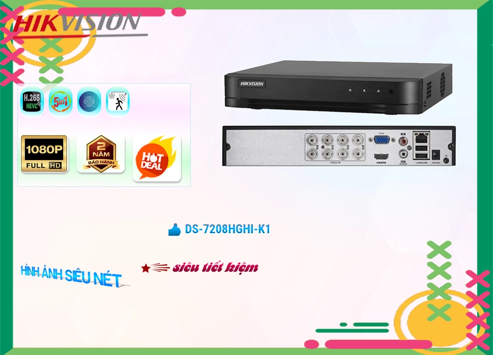 DS-7208HGHI-K1 Đầu thu 8 kênh Hikvision,Giá DS-7208HGHI-K1,DS-7208HGHI-K1 Giá Khuyến Mãi,bán DS-7208HGHI-K1, HD