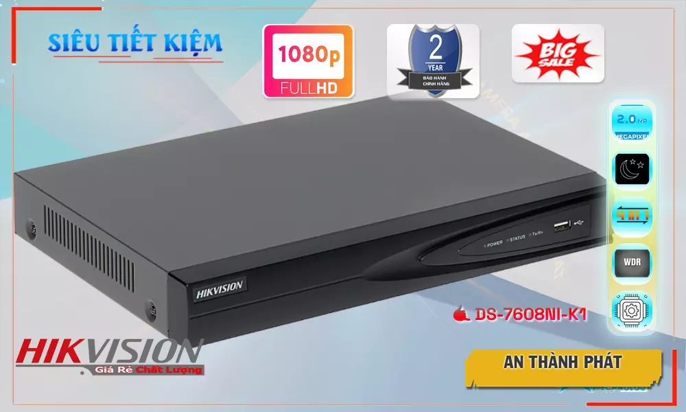Đầu Ghi Camera DS-7608NI-K1 Hikvision Thiết kế Đẹp Đầu Ghi Camera DS-7608NI-K1 Hikvision Thiết kế Đẹp