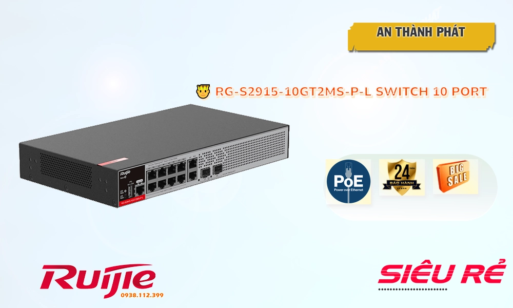 Hãng Ruijie RG-S2915-10GT2MS-P-L  Switch chia mạng