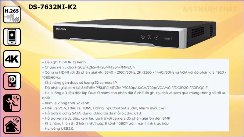 Đầu thu hình IP HIKVISION DS 7632NI K2